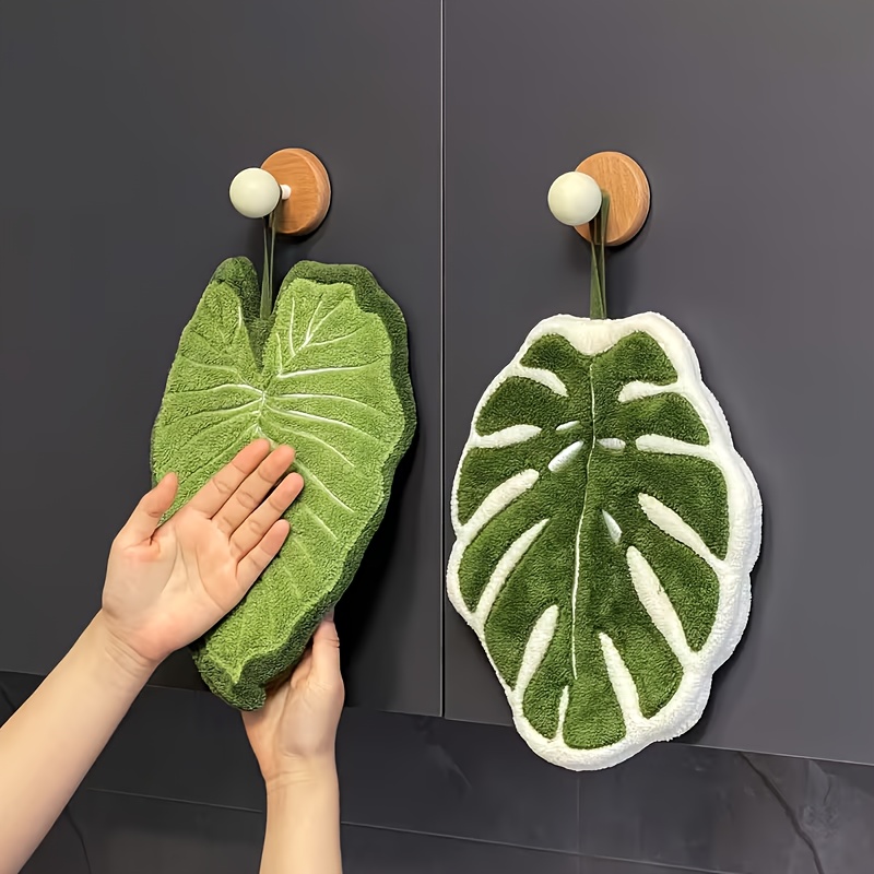 Home Bathroom Towels - Leaf Design Hand Towel Absorbent Soft
