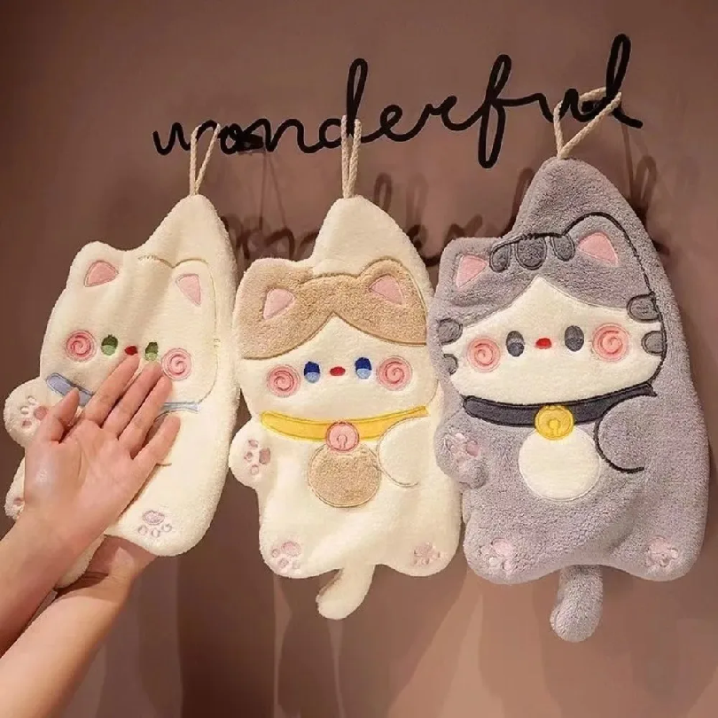 Home Bathroom Towels - Cute Cat Hand Towel Quick Drying