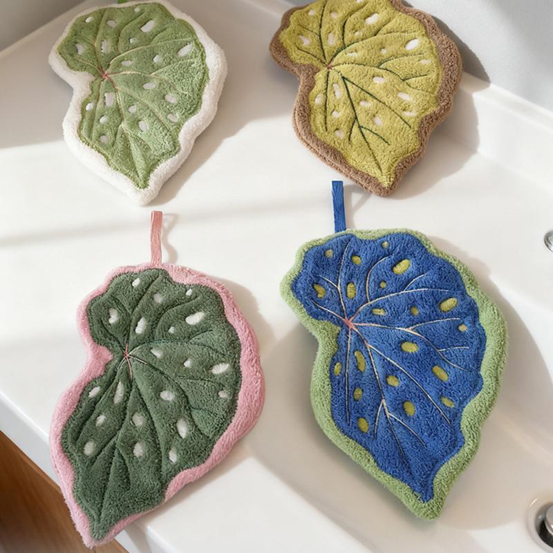 Home Bathroom Towels - ●Leaf Hand Towel Soft Absorbent Kitchen