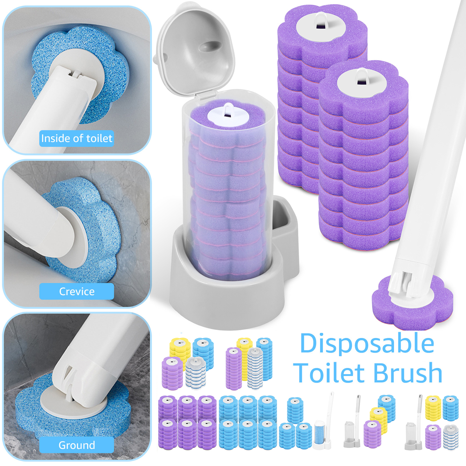 Home Bathroom Cleaning Kit - Toilet Brush Cleaning Kit with Disposable