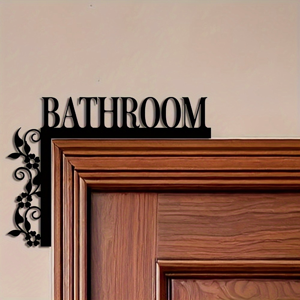 Home Bathroom Door Signs - Classic Metal Bathroom Door Frame Sign