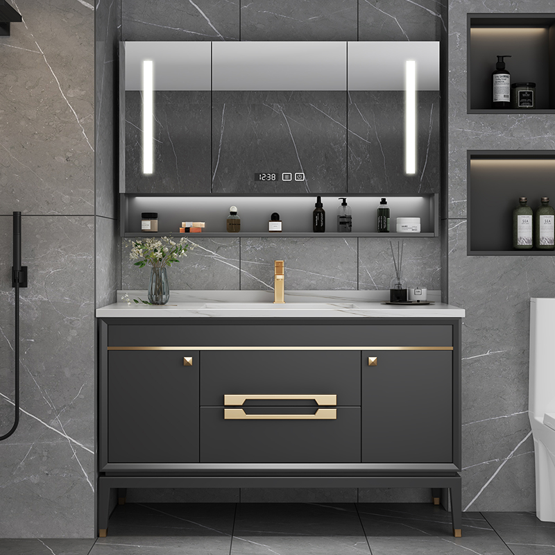 Home Bathroom Vanity Combo - Black Sink Luxury Bathroom Cabinet Mirror
