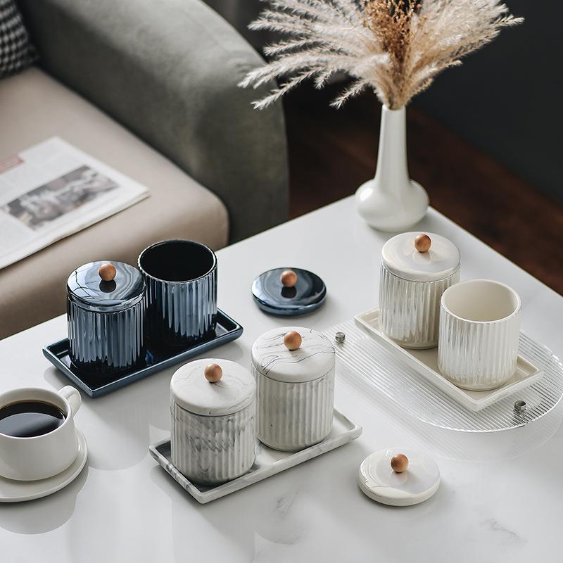 Toothbrush Holder Set - Marble Ceramic Bathroom Toothbrush Holder Living