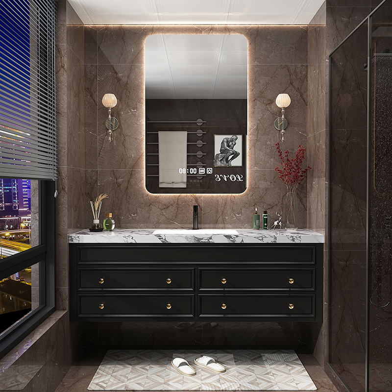 Home Bathroom Vanity Combo - Rustic Retro Bathroom Cabinet Luxury Integrated