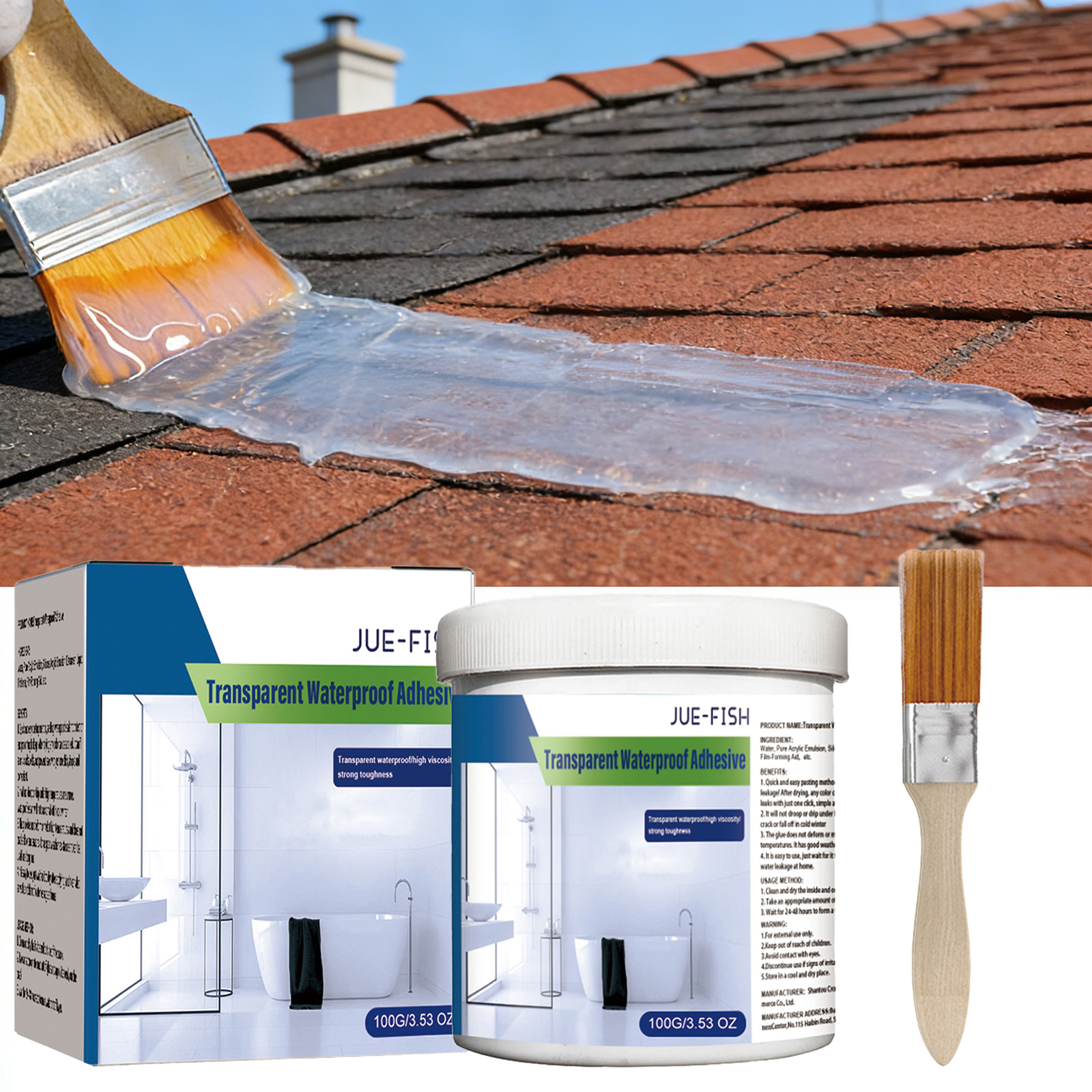 Home Bathroom Repair - Transparent Waterproof Coating Glue 100g -