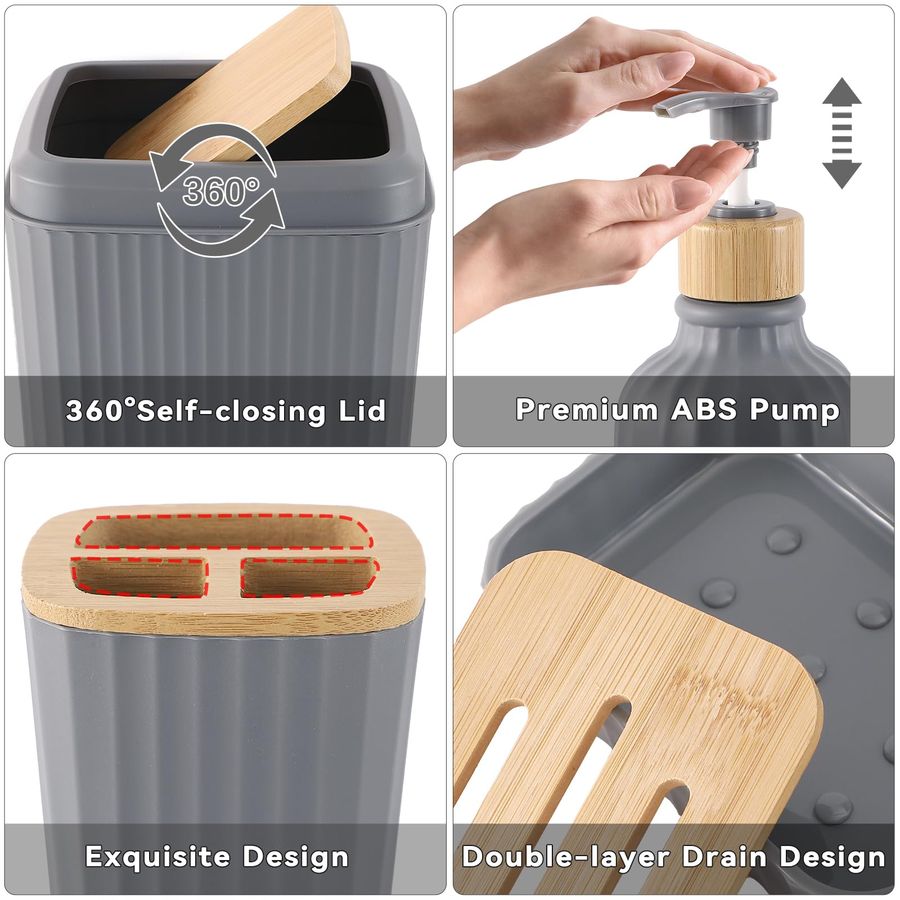 Grey Bathroom Accessories Set  - Toothbrush Holder Set incelemesi ve fiyatı