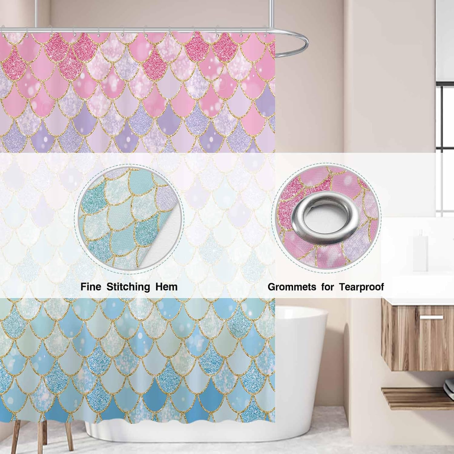Mermaid Scales Shower Curtain  - Home Bathroom Scales incelemesi ve fiyatı