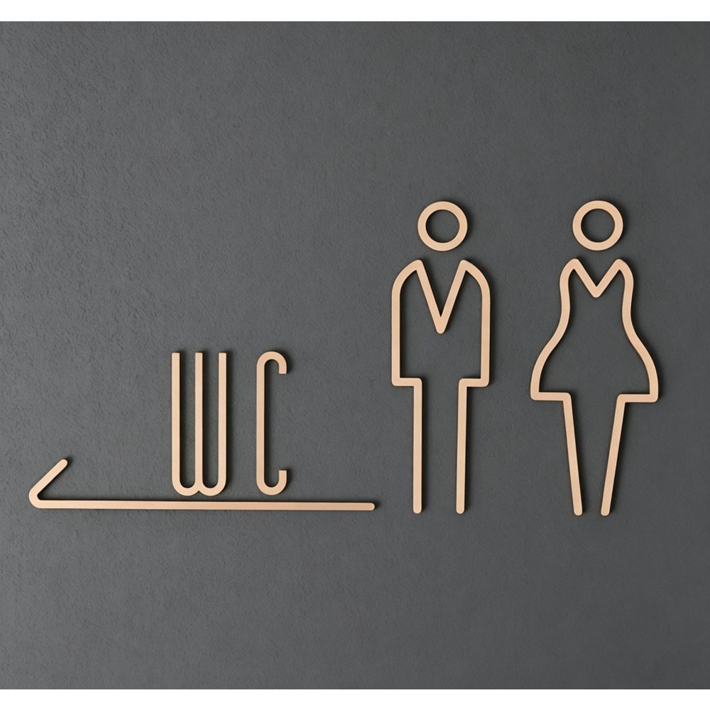 Brass Restroom Door Sign, Gold - Home Bathroom Door Signs incelemesi ve fiyatı