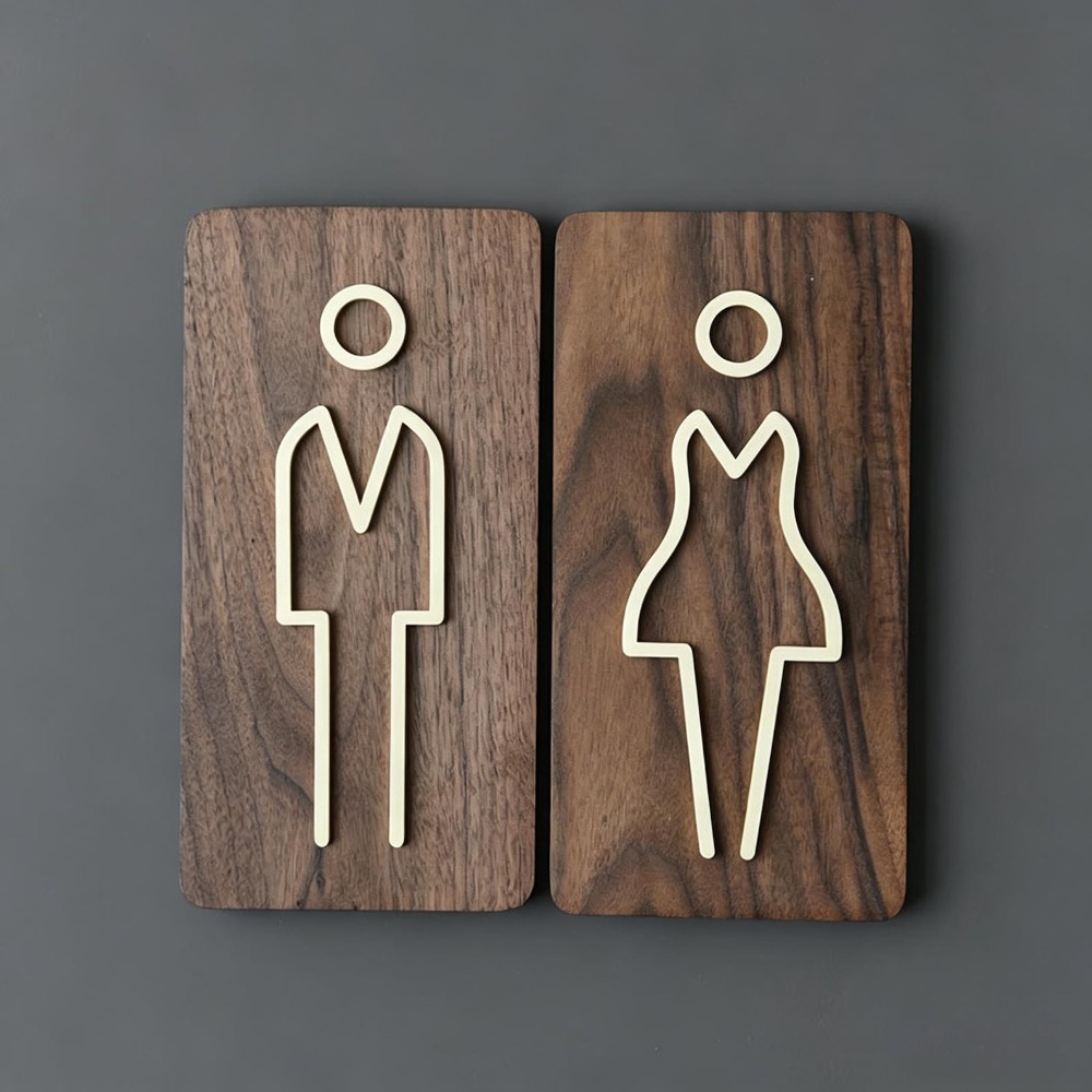 Brass Restroom Door Sign, Gold - Home Bathroom Door Signs incelemesi ve fiyatı