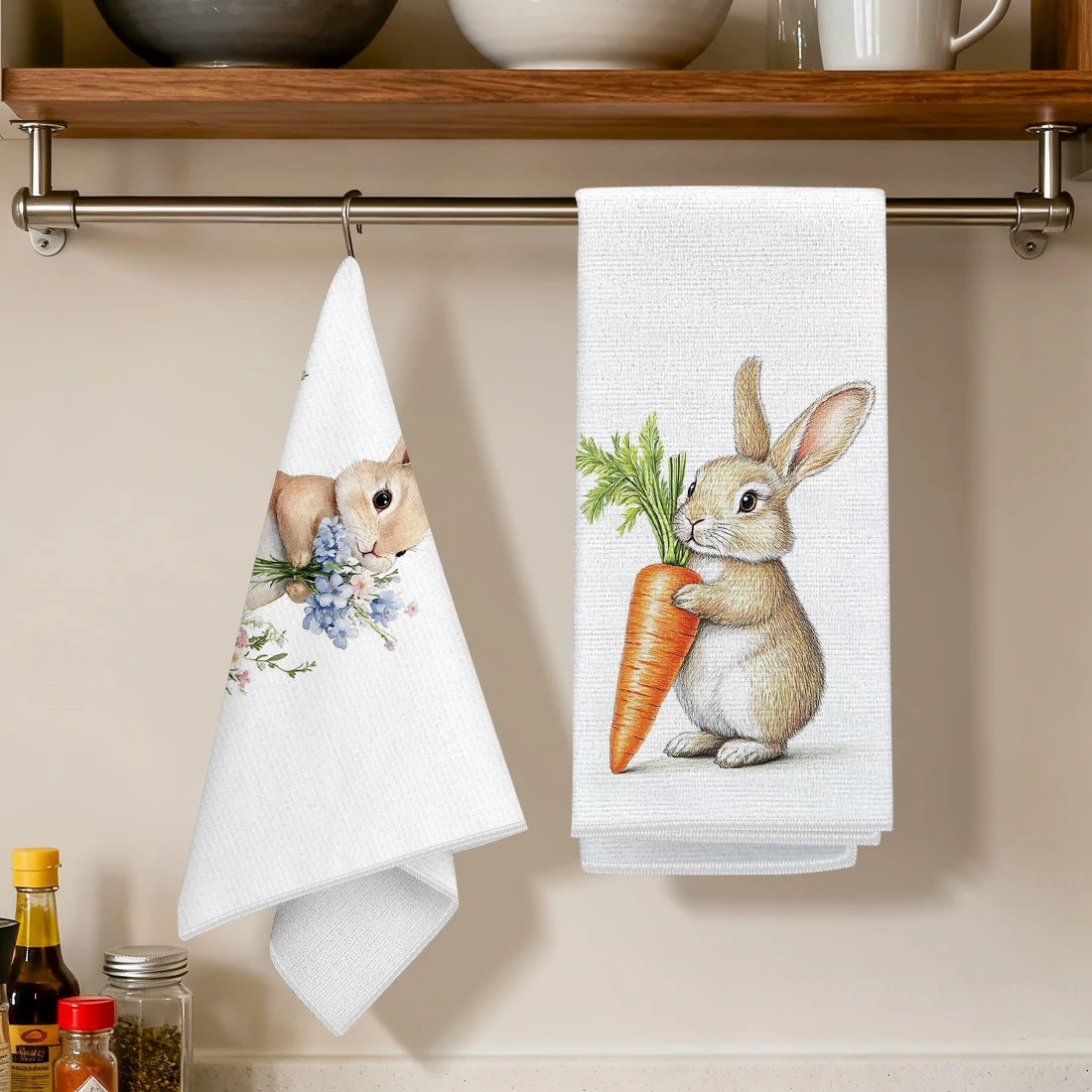 2 Pcs Easter Bunny Printed Kit - Home Bathroom Towels incelemesi ve fiyatı