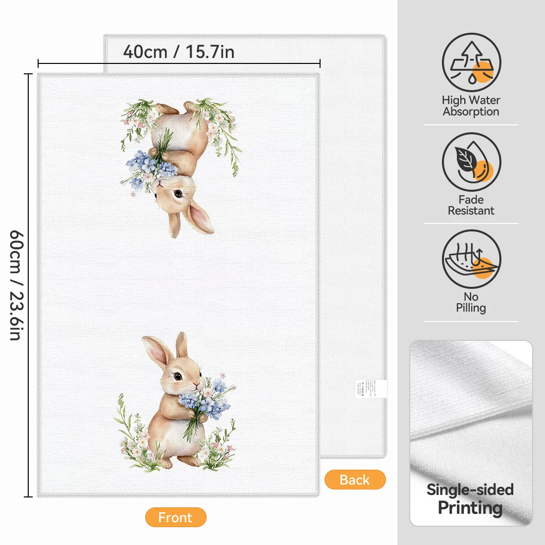 2 Pcs Easter Bunny Printed Kit - Home Bathroom Towels incelemesi ve fiyatı