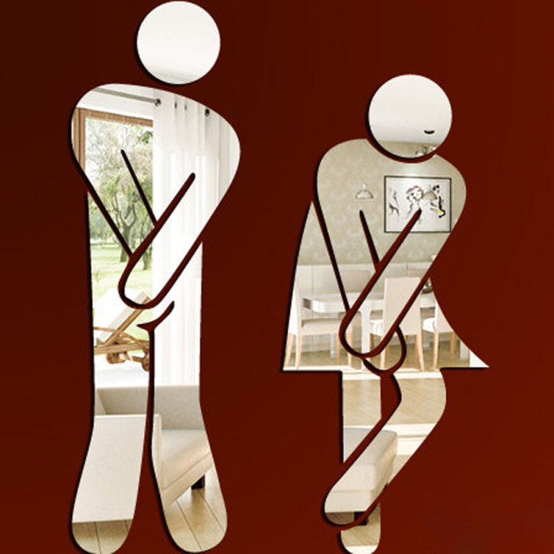 3D Acrylic Mirror Toilet Door  - Home Bathroom Door Signs incelemesi ve fiyatı