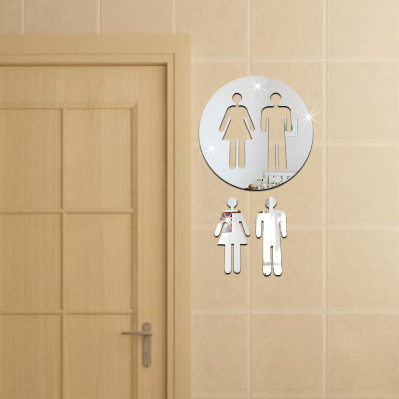 3D Acrylic Mirror Toilet Door  - Home Bathroom Door Signs incelemesi ve fiyatı
