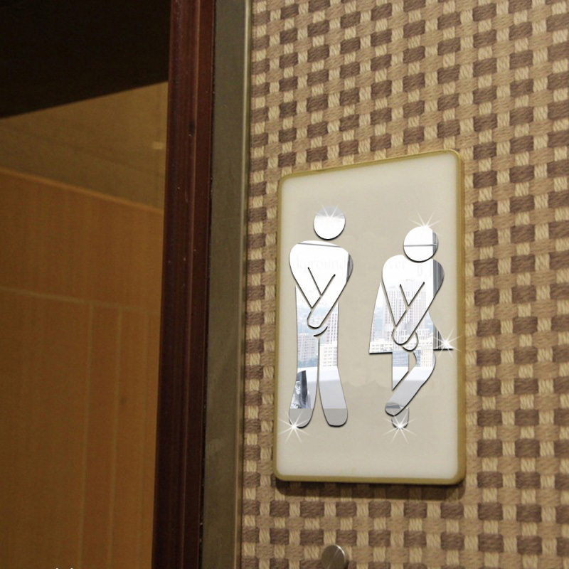 3D Acrylic Mirror Toilet Door  - Home Bathroom Door Signs incelemesi ve fiyatı