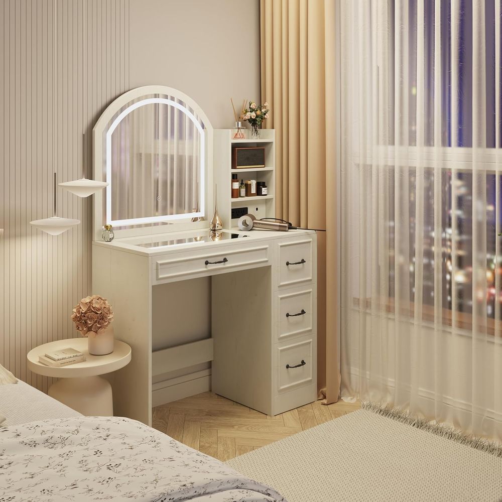 3-Color LED Makeup Vanity Desk - Home Outlet Bathroom Mirrors incelemesi ve fiyatı
