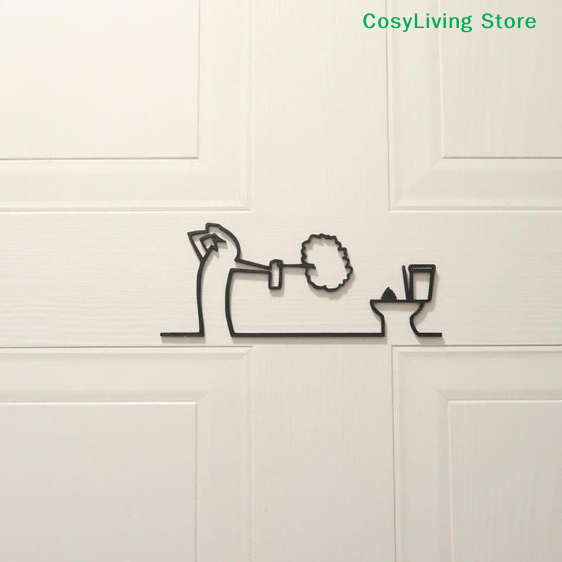 Metal Minimalist Line Bathroom - Home Bathroom Door Signs incelemesi ve fiyatı