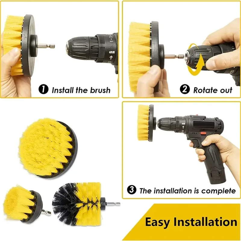 3 pcs/set drill brush set powe - Home Bathroom Cleaning Kit incelemesi ve fiyatı
