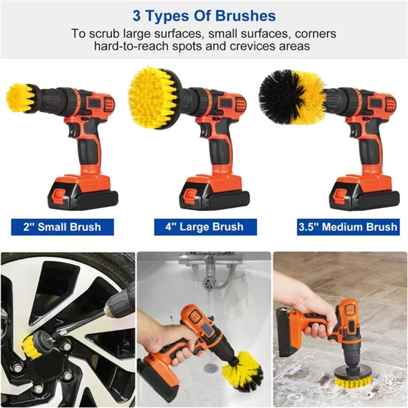 3 pcs/set drill brush set powe - Home Bathroom Cleaning Kit incelemesi ve fiyatı