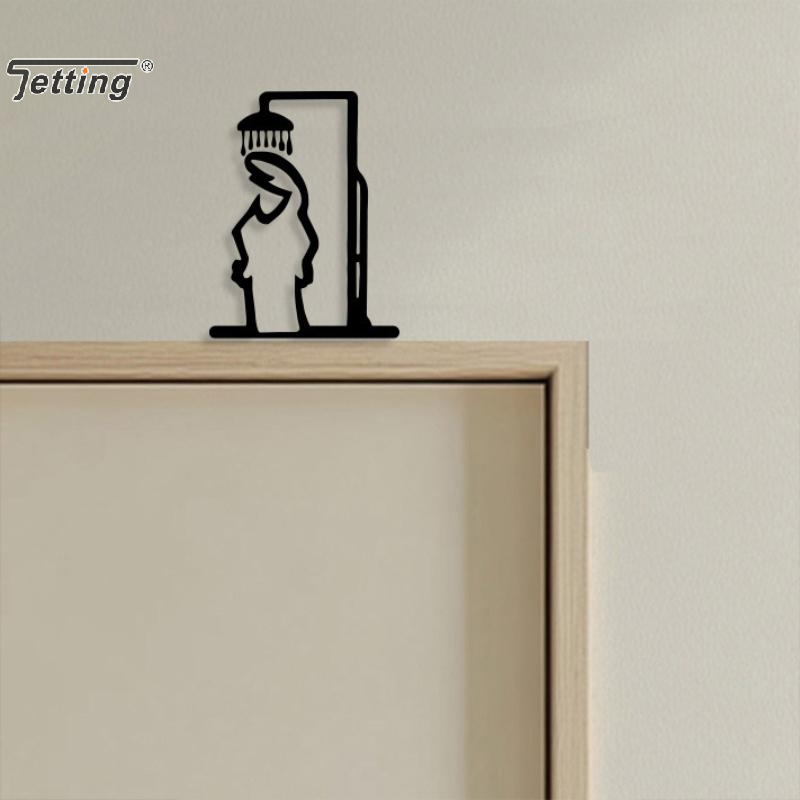 Black Shower Figure Wall Decor - Home Bathroom Door Signs incelemesi ve fiyatı