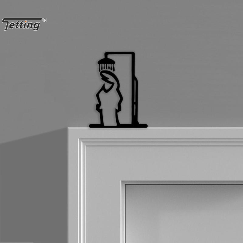 Black Shower Figure Wall Decor - Home Bathroom Door Signs incelemesi ve fiyatı
