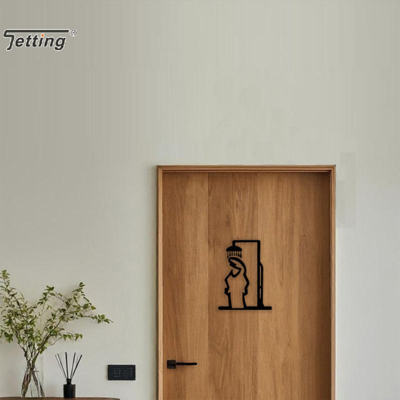 Black Shower Figure Wall Decor - Home Bathroom Door Signs incelemesi ve fiyatı