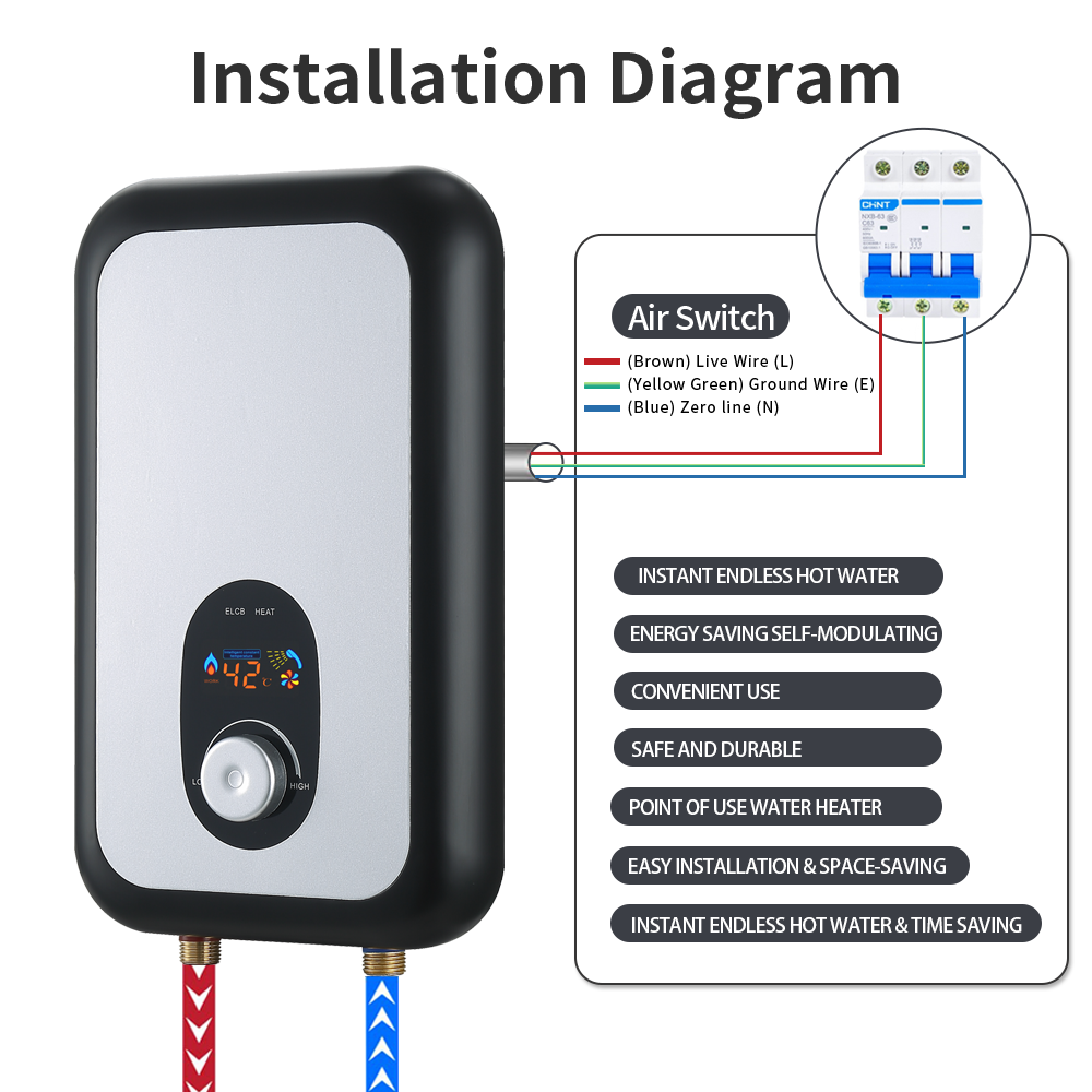 220V 5.5KW Smart Fast Heating  - Home Bathroom Geyser incelemesi ve fiyatı