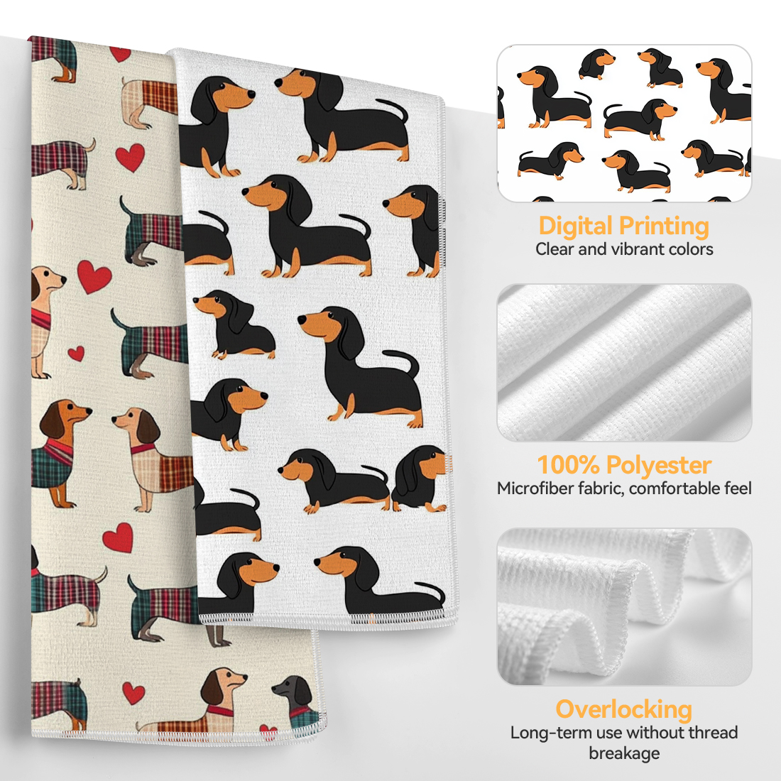 2 Pcs Dachshund Printed Kitche - Home Bathroom Towels incelemesi ve fiyatı