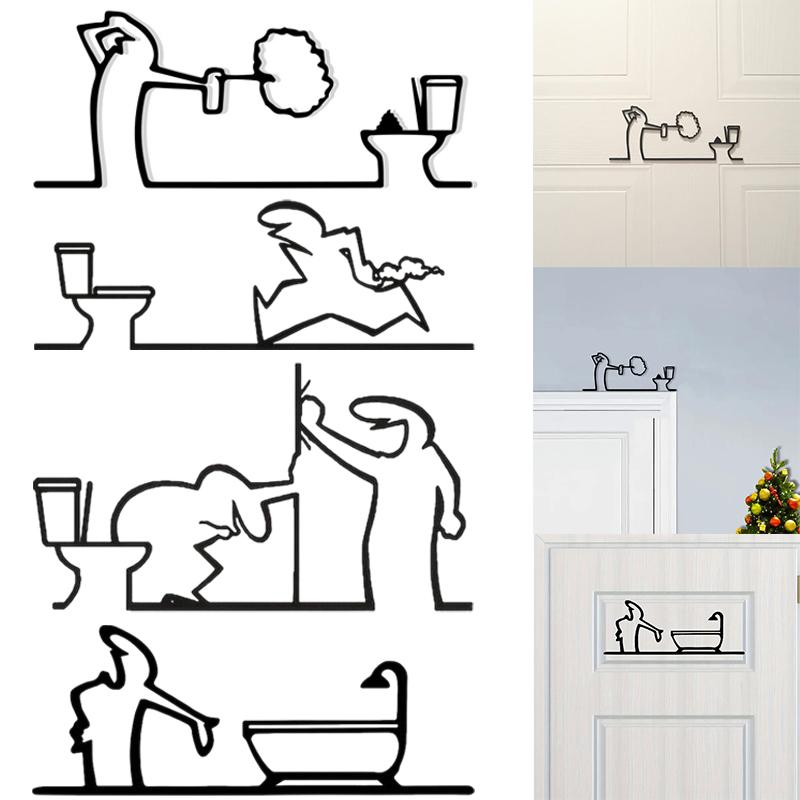 Minimalist Line Metal Bathroom - Home Bathroom Door Signs incelemesi ve fiyatı