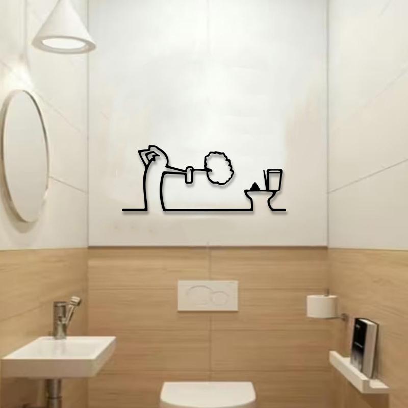 Minimalist Line Metal Bathroom - Home Bathroom Door Signs incelemesi ve fiyatı