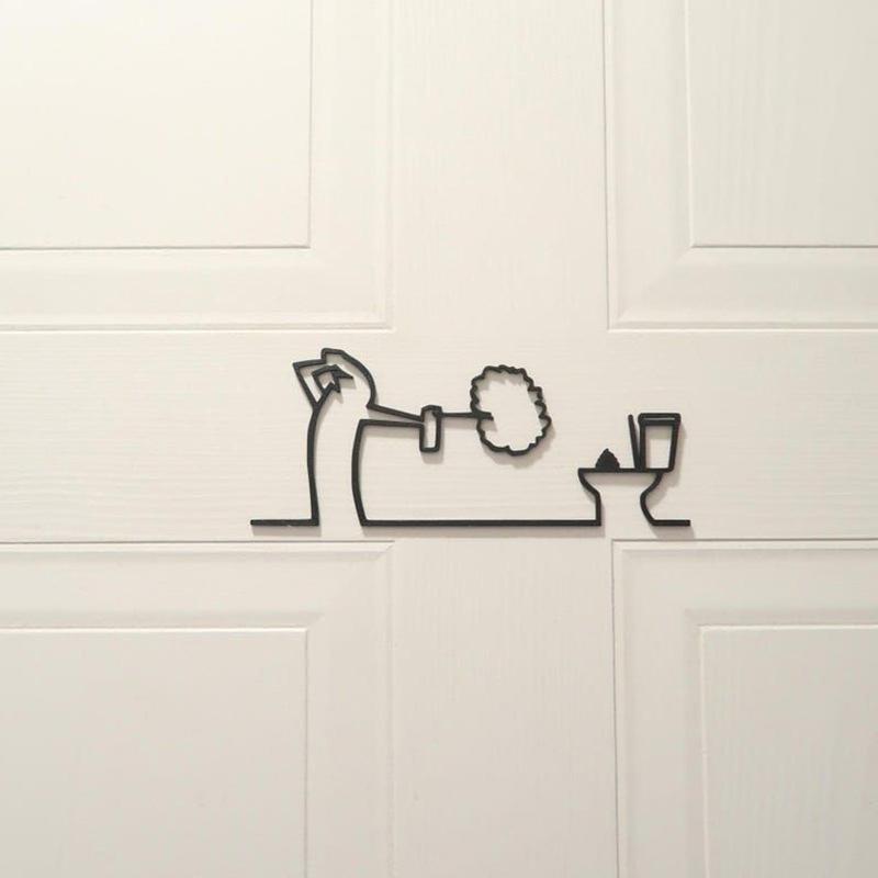 Minimalist Line Metal Bathroom - Home Bathroom Door Signs incelemesi ve fiyatı