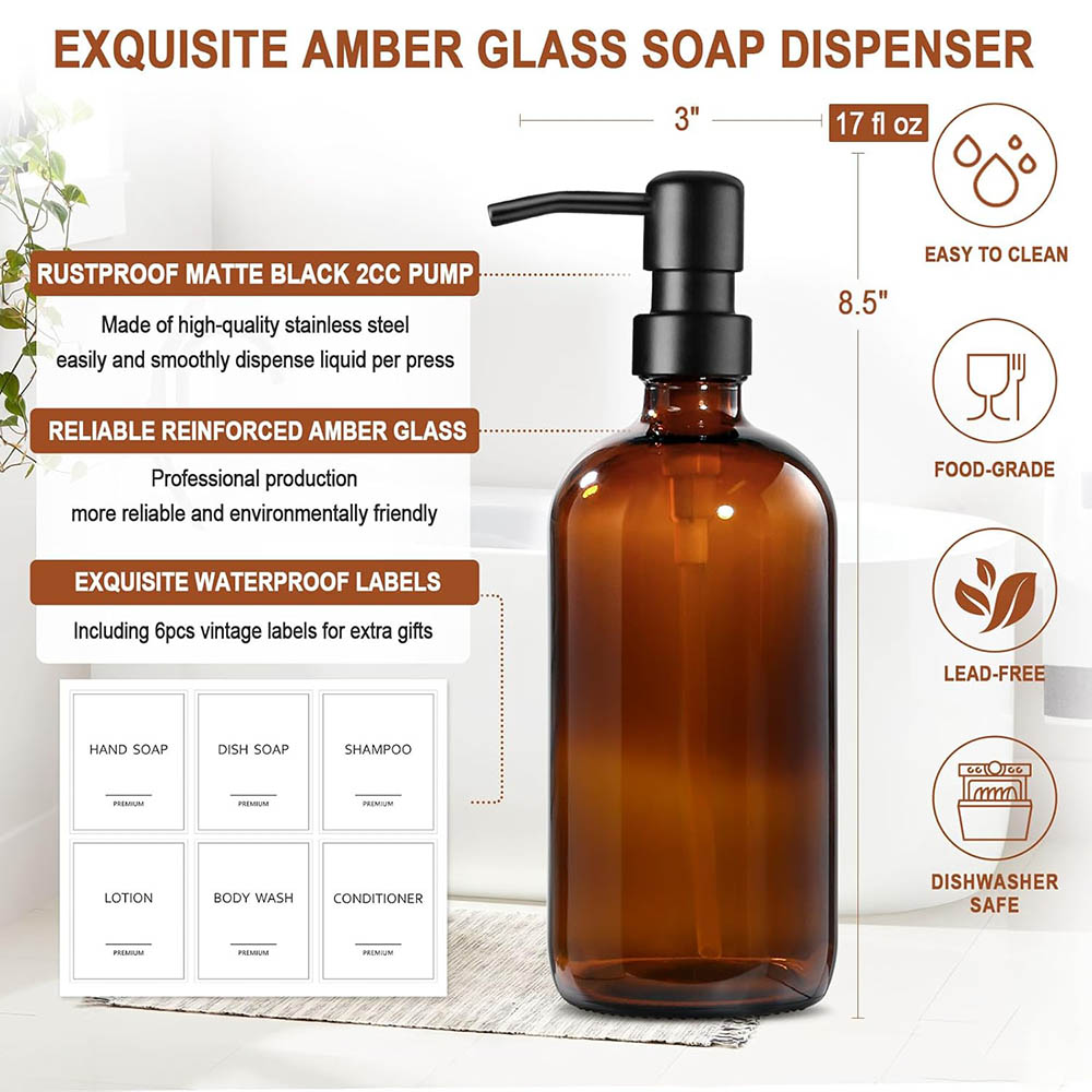 Amber Glass Soap Dispenser, 2  - Soap Dispenser Pump incelemesi ve fiyatı